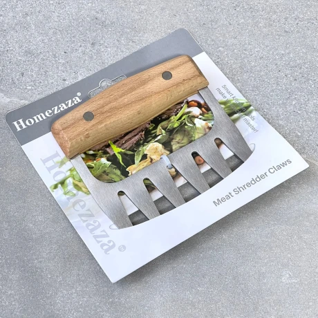 Desmenuzador De Carne Acero Inoxidable C/Mango Madera Homezaza Desmenuzador De Carne Acero Inoxidable C/Mango Madera Homezaza