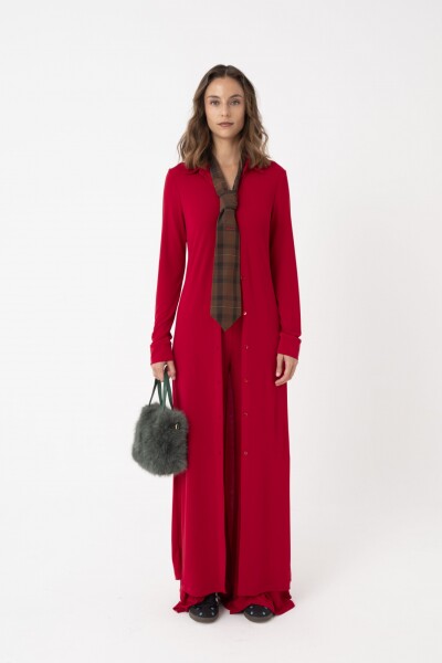 CAMISA LARGA DE MANGA LARGA Rojo