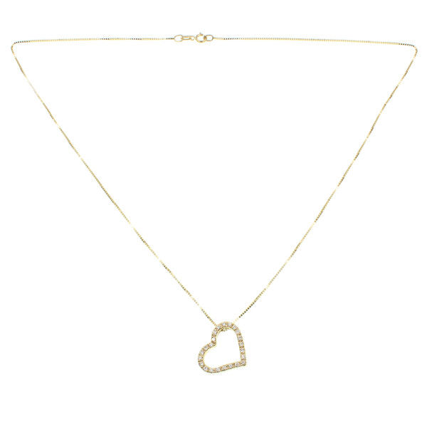 Colgante con cadena Heart en oro amarillo 18k y brillantes Colgante con cadena Heart en oro amarillo 18k y brillantes