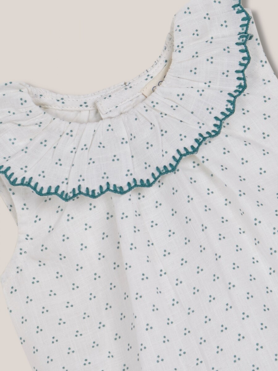Rana Blanca Con Estampado En Tonos Verde Blanco