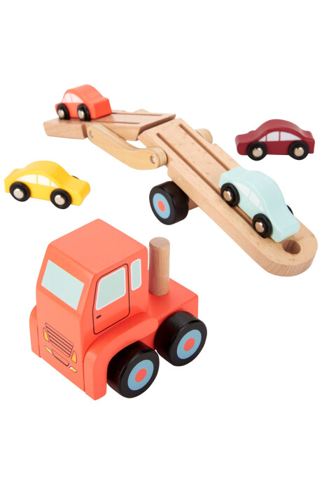 Set camión de carga y autos en madera Sin color