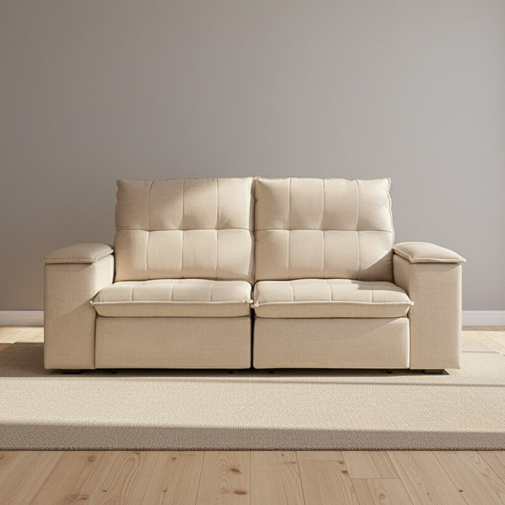 SOFA RETRACTIL 3 CUERPOS TELA NATURAL-BEIGE ATLANTA BEIGE