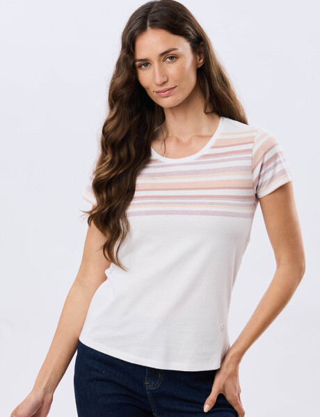 REMERA RAYADA DE ALGODÓN Blanco