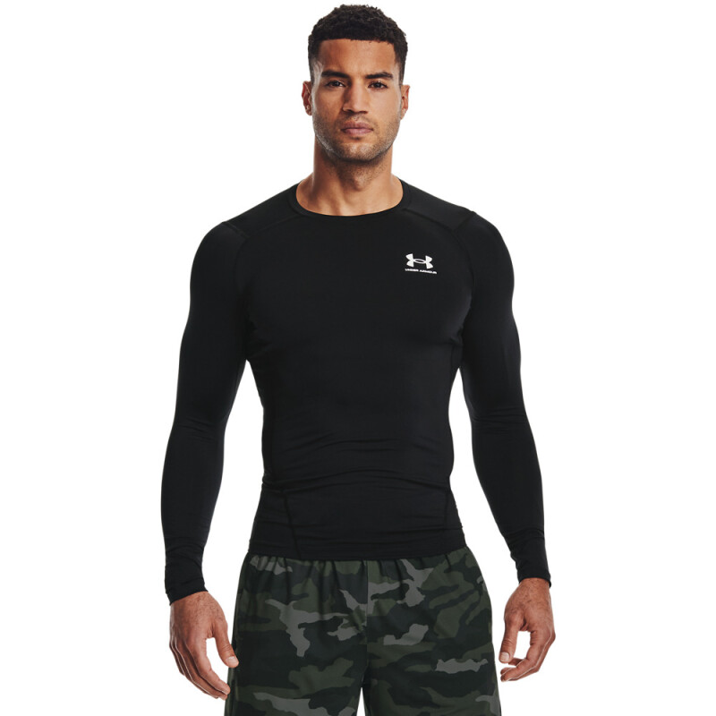 UA HG Armour Comp LS-WHT BLK-001