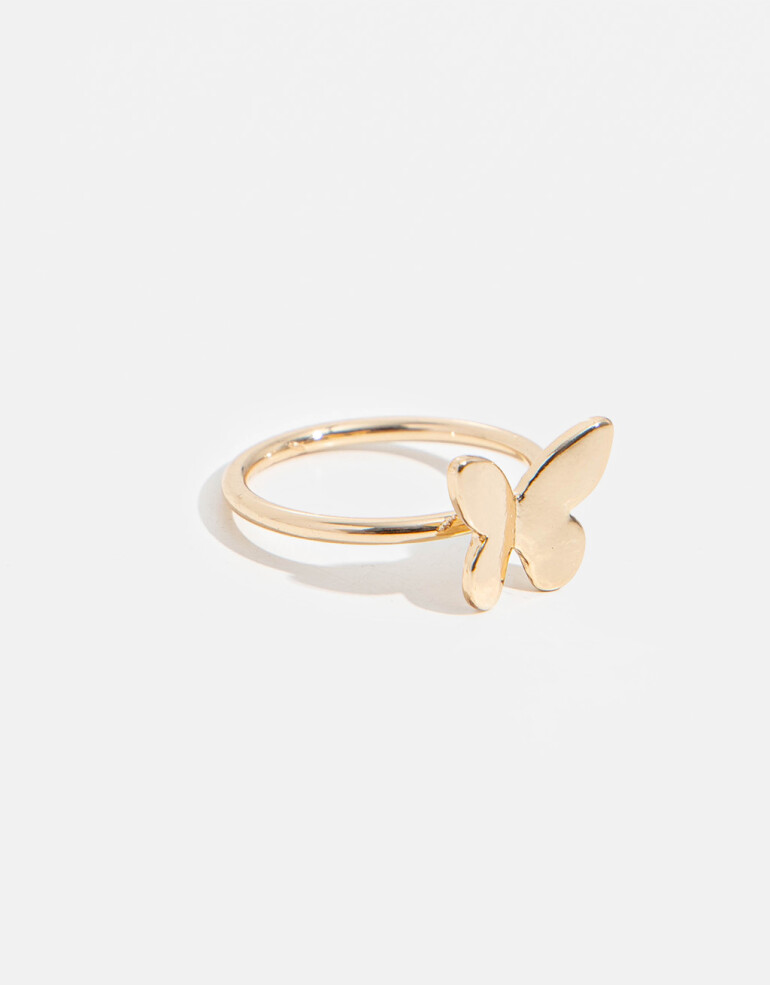 Anillos Chicos Metal Anillo De Mariposa - Dorado