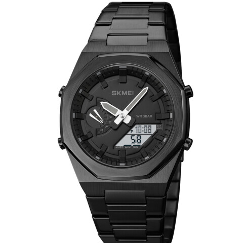 Reloj Skmei 1816BKBKWT Híbrido Hombre Negro con Pantalla Blanca Negro