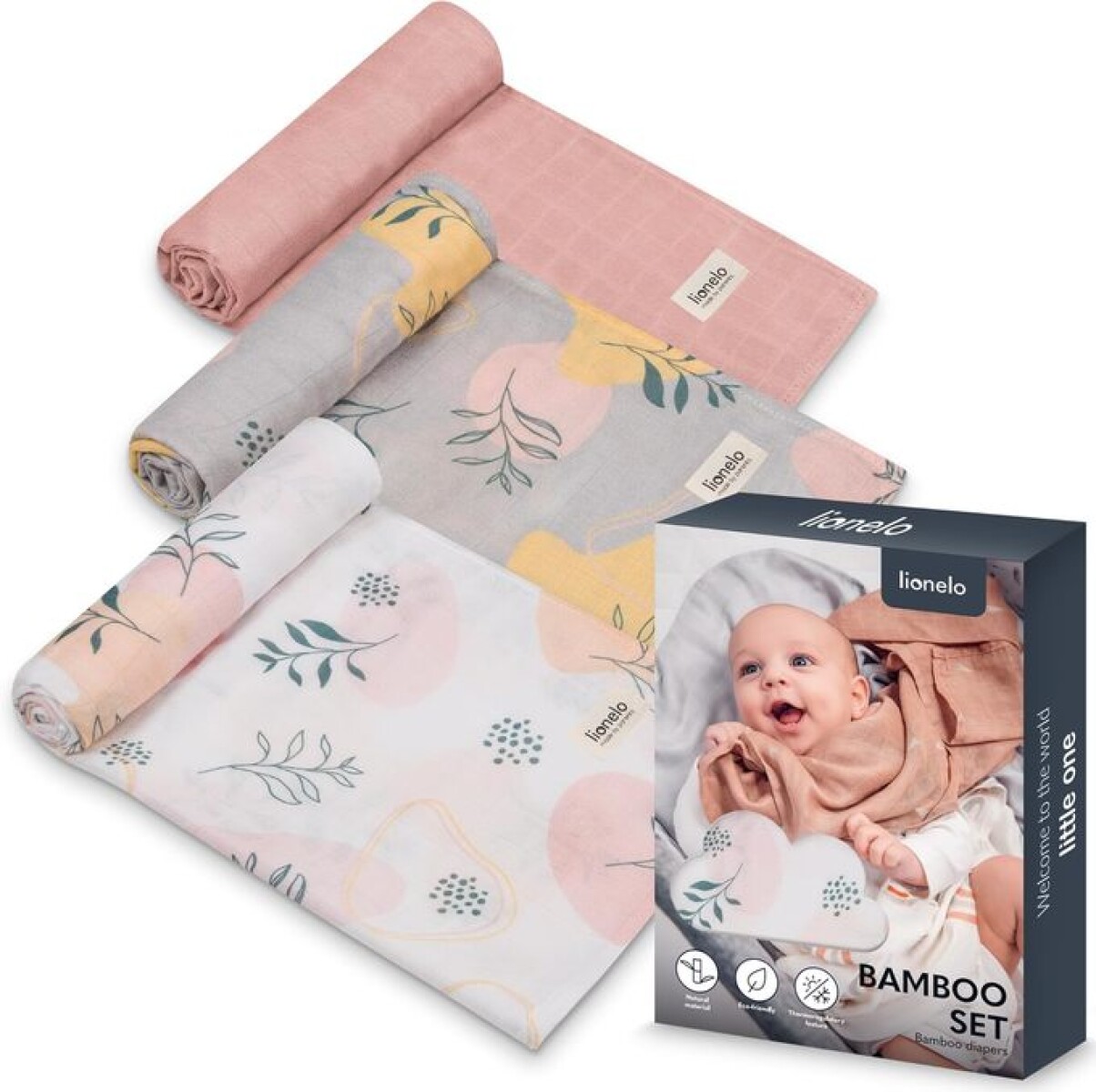 Set x3 muselinas sabanas Lionelo - flores 