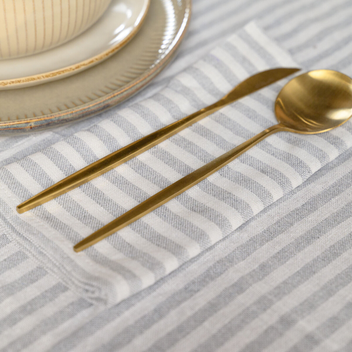 SET X2 SERVILLETAS - ALGODON GRIS STRIPE 