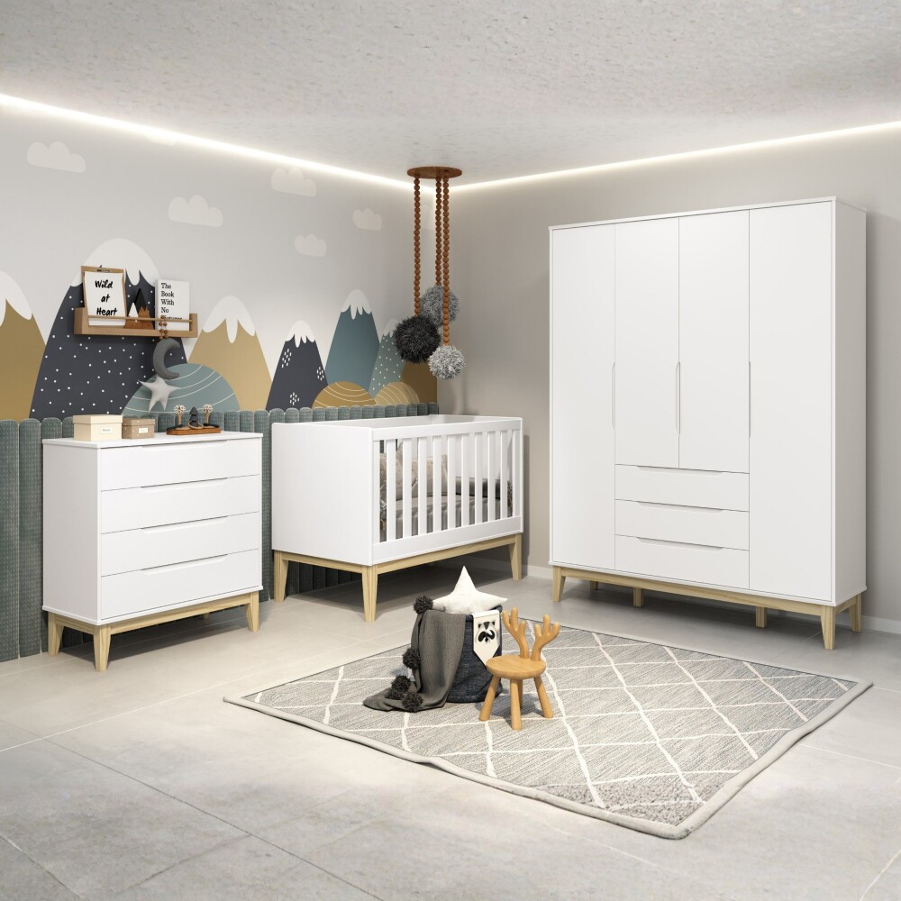 Ropero 4 Puertas 3 Cajones Infantil - Eife Blanco