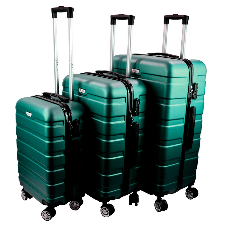 Set 3 Valijas rígidas 4 ruedas 20 24 28 Premium VERDE