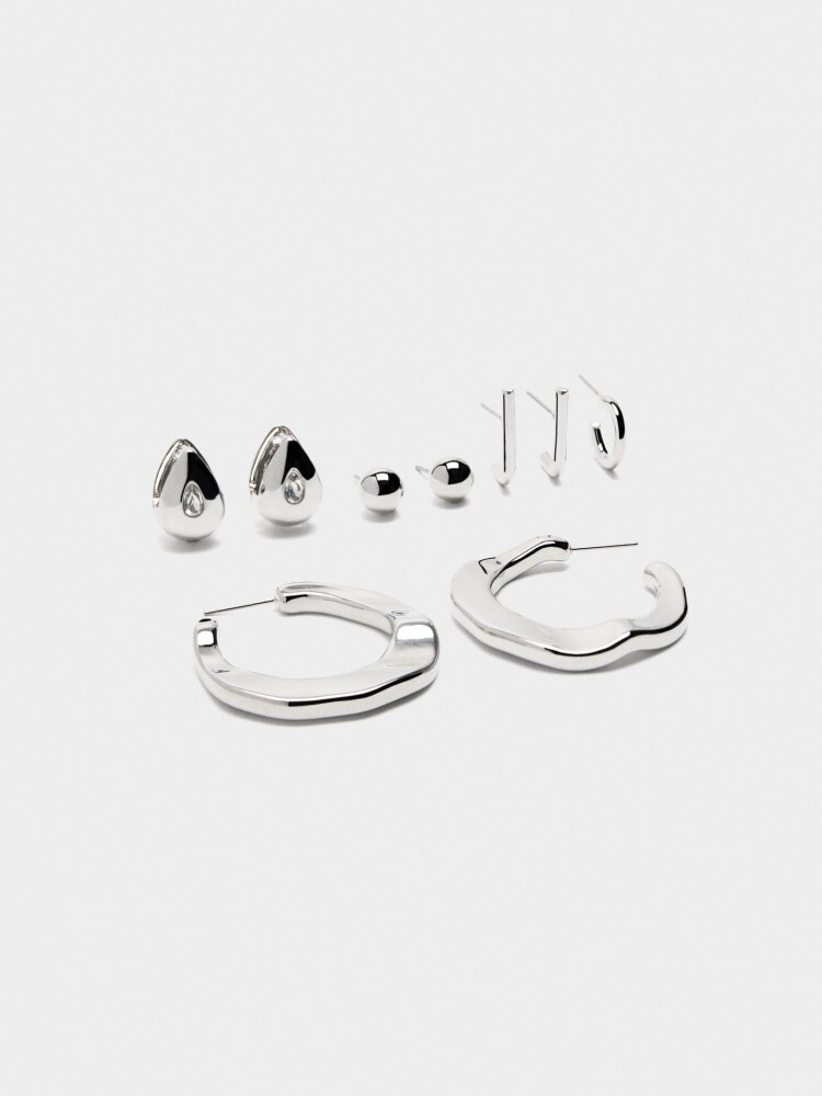Set De Pendientes Y Aros plateado