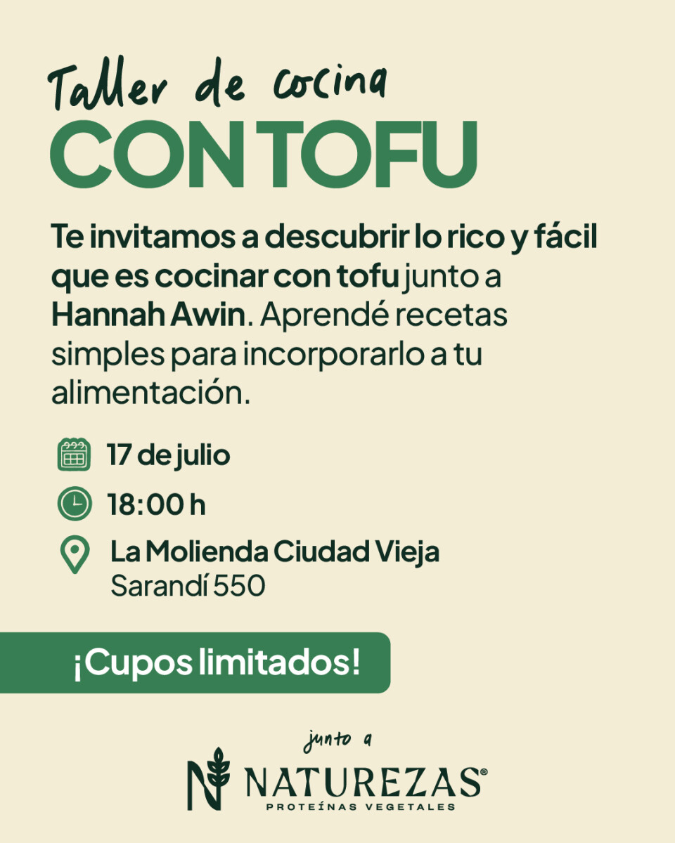Inscripción a Taller de Cocina con Tofu 