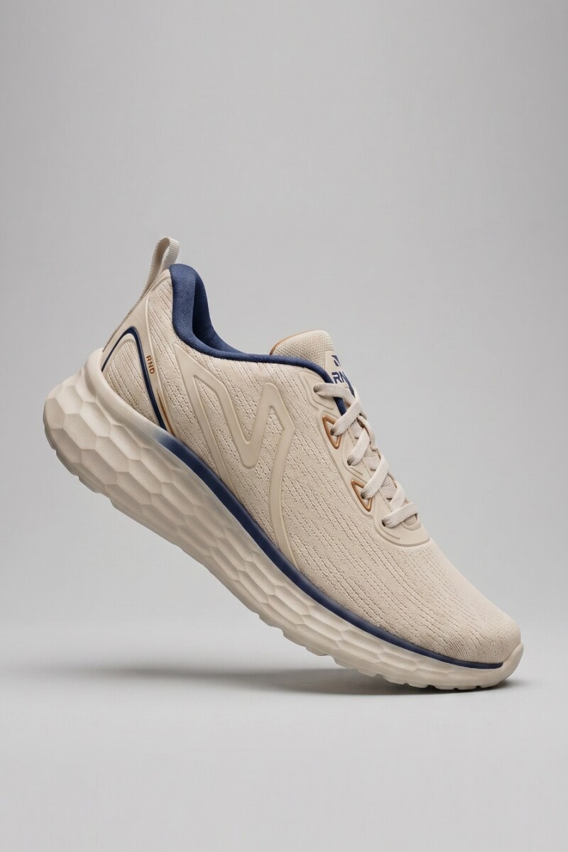 Calzado Deportivo. BEIGE Y AZUL