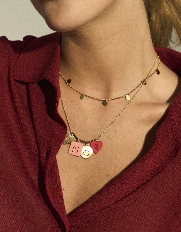Collares Cortos San Valentin Collar Corto San Valentín - Dorado Plata Cepillada