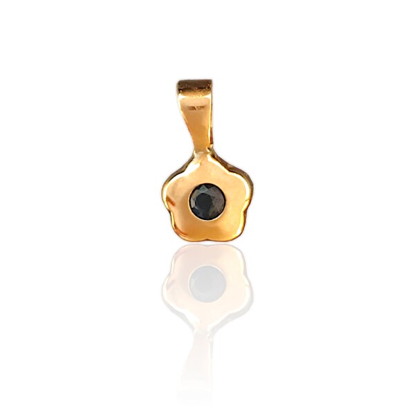 Dije Flor-Oro bajo-Piedra Zafiro-CP8553 Conpiedra