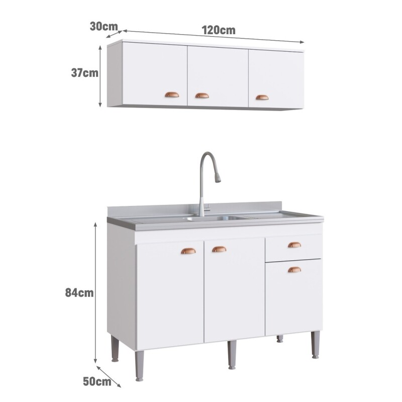 Conjunto Bajo Mesada + Aéreo De Cocina Sin Pileta Inox Blanco Conjunto Bajo Mesada + Aéreo De Cocina Sin Pileta Inox Blanco