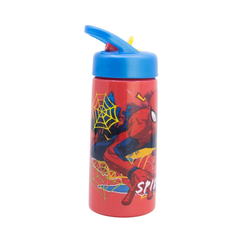 Botella Plástica con Pajita Spiderman 410 ml U