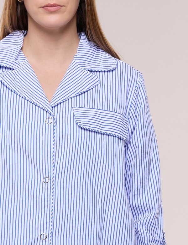Sobrecamisa Holgada Rayada Con Presilla Ajustable BLANCO/AZUL