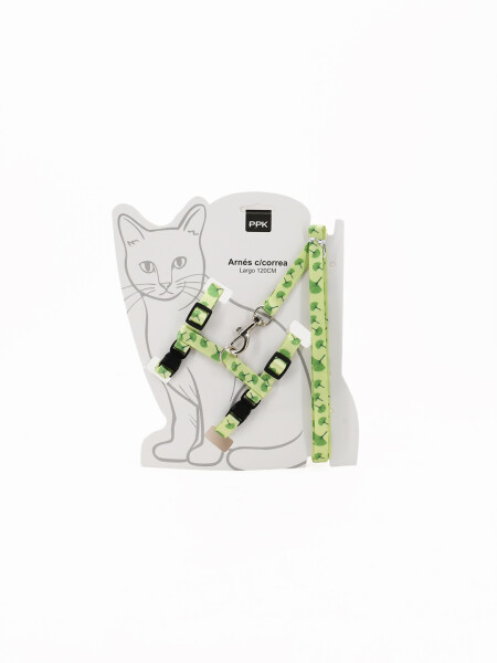 ARNÉS PARA GATO CON CORREA VERDE