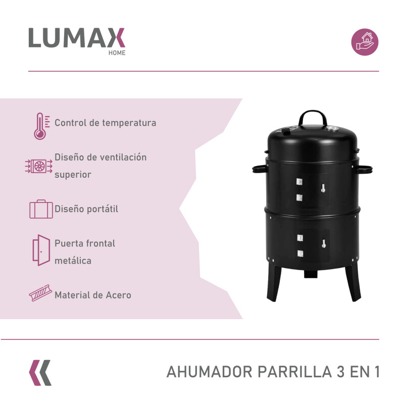 Ahumador Lumax Parrilla Barbacoa 3 En 1 Portátil A Carbón Ahumador Lumax Parrilla Barbacoa 3 En 1 Portátil A Carbón