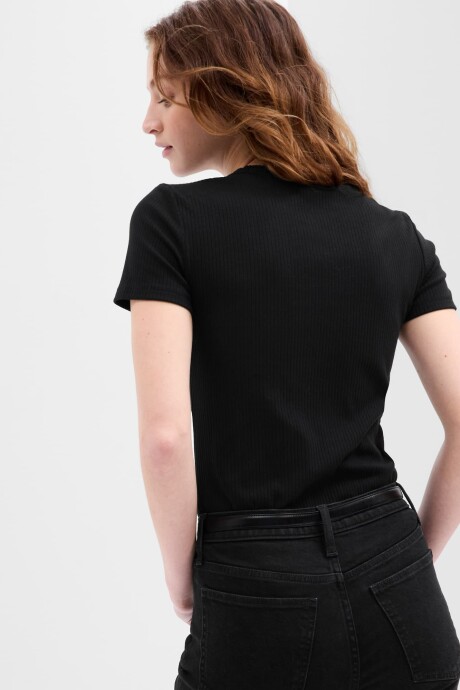 Remera Rib Manga Corta Mujer True Black V2