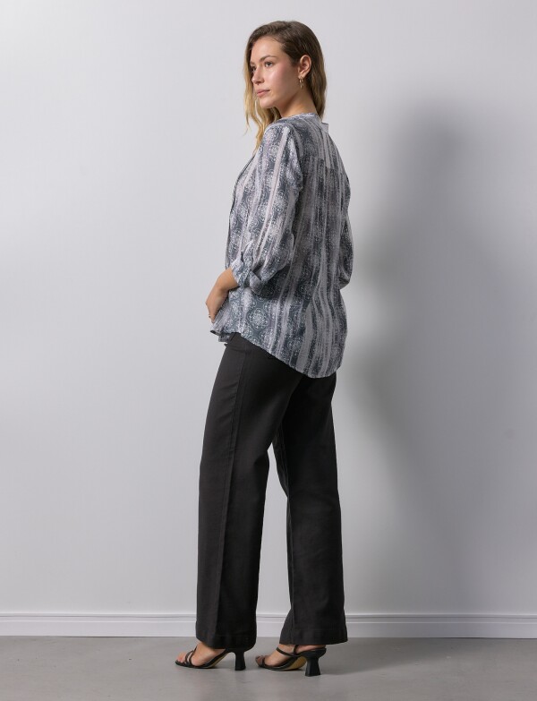 Blusa Gasa Print NEGRO/GRIS