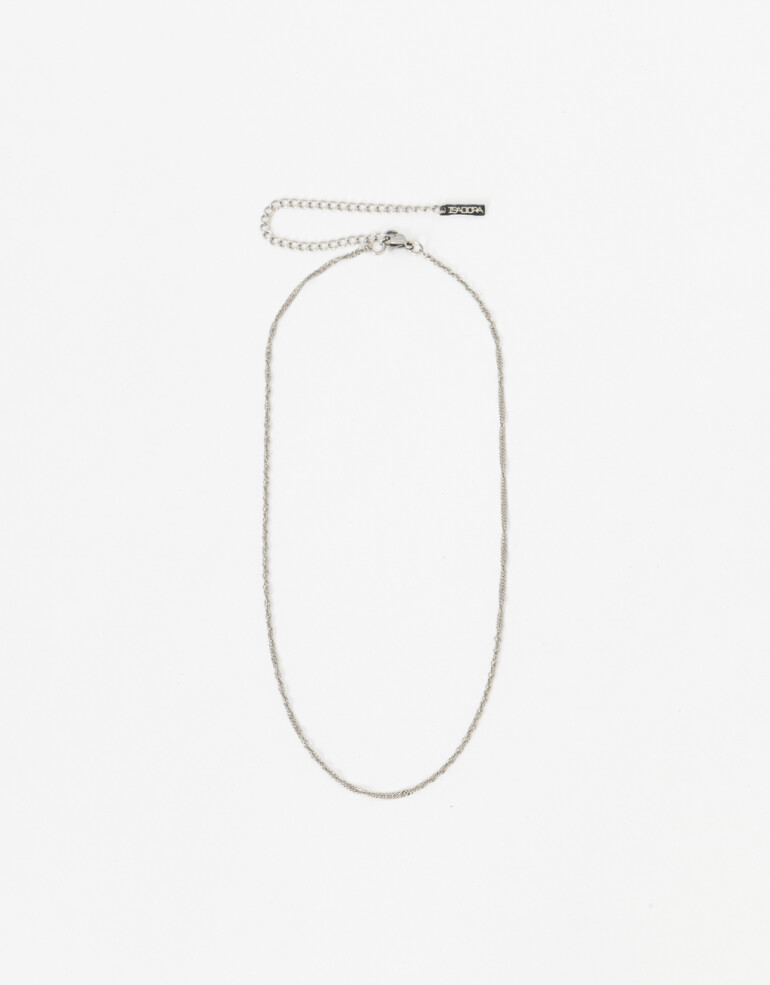 Collares Cortos Metal Collar Cadena Fina Acero - Plateado