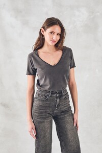 Remera Algodón Lavado Negro Lavado