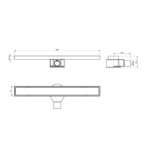 Desague Rectangular 60X7 En Acero Inox Satinado 000