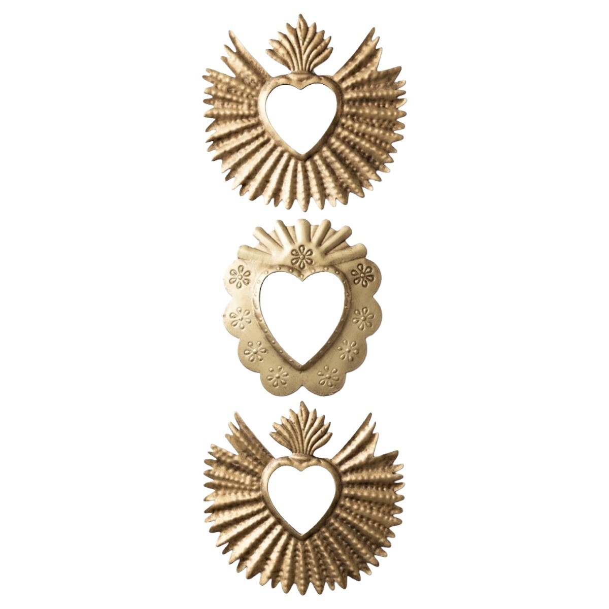 SET ESPEJO METAL DORADO 3PZAS 