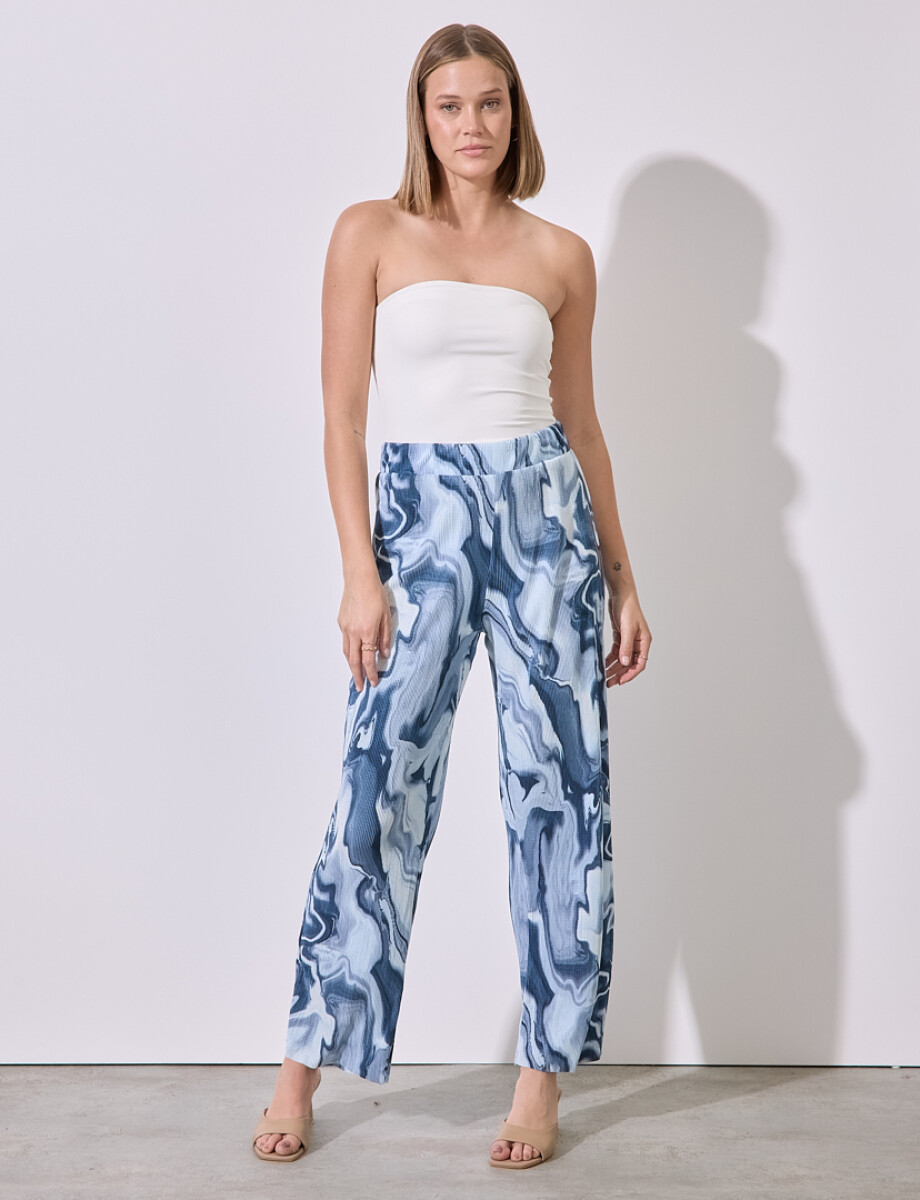 Pantalon Plisado - Azul/multi 