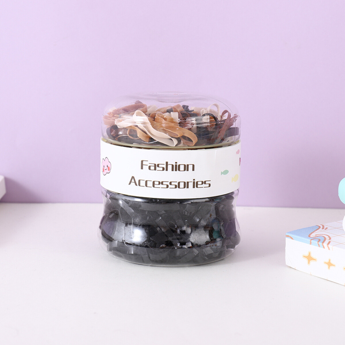 Caja Con Gomitas De Pelo Descartables - Colores Café Y Negro 