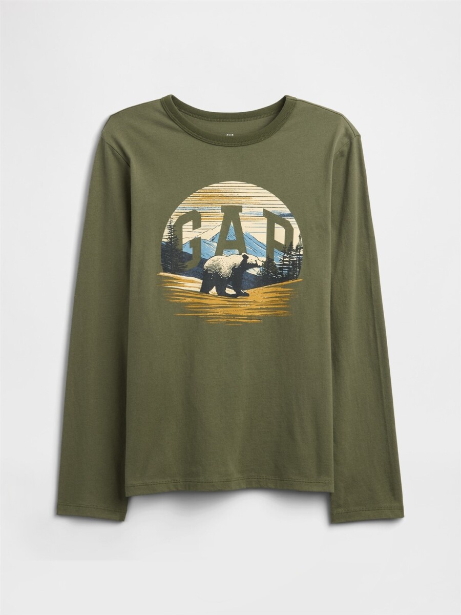 Remera Logo Gap Niño - Army Jacket Green 