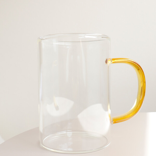 Taza vidrio l asa ámbar