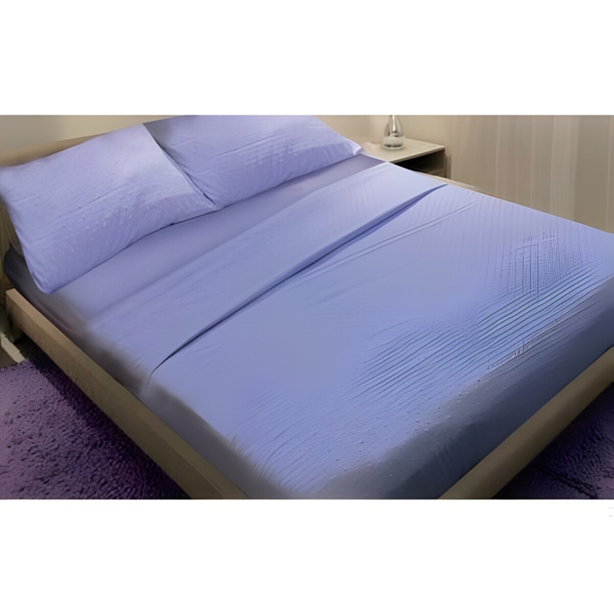 Acolchado Cotton Flor 2 plazas sommier 3D - Celeste 