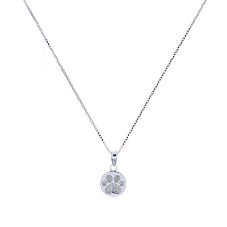 Conjunto de cadena y dije de plata 925 con circonias, HUELLITA. Conjunto de cadena y dije de plata 925 con circonias, HUELLITA.