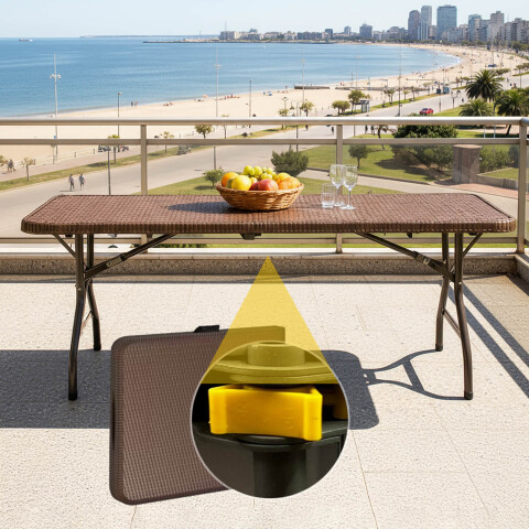 Mesa Plegable 1.80 M Jardin Camping Exterior Comedor Valija Simil Rattan IMBACK Mesa Plegable 1.80 M Jardin Camping Exterior Comedor Valija Simil Rattan IMBACK