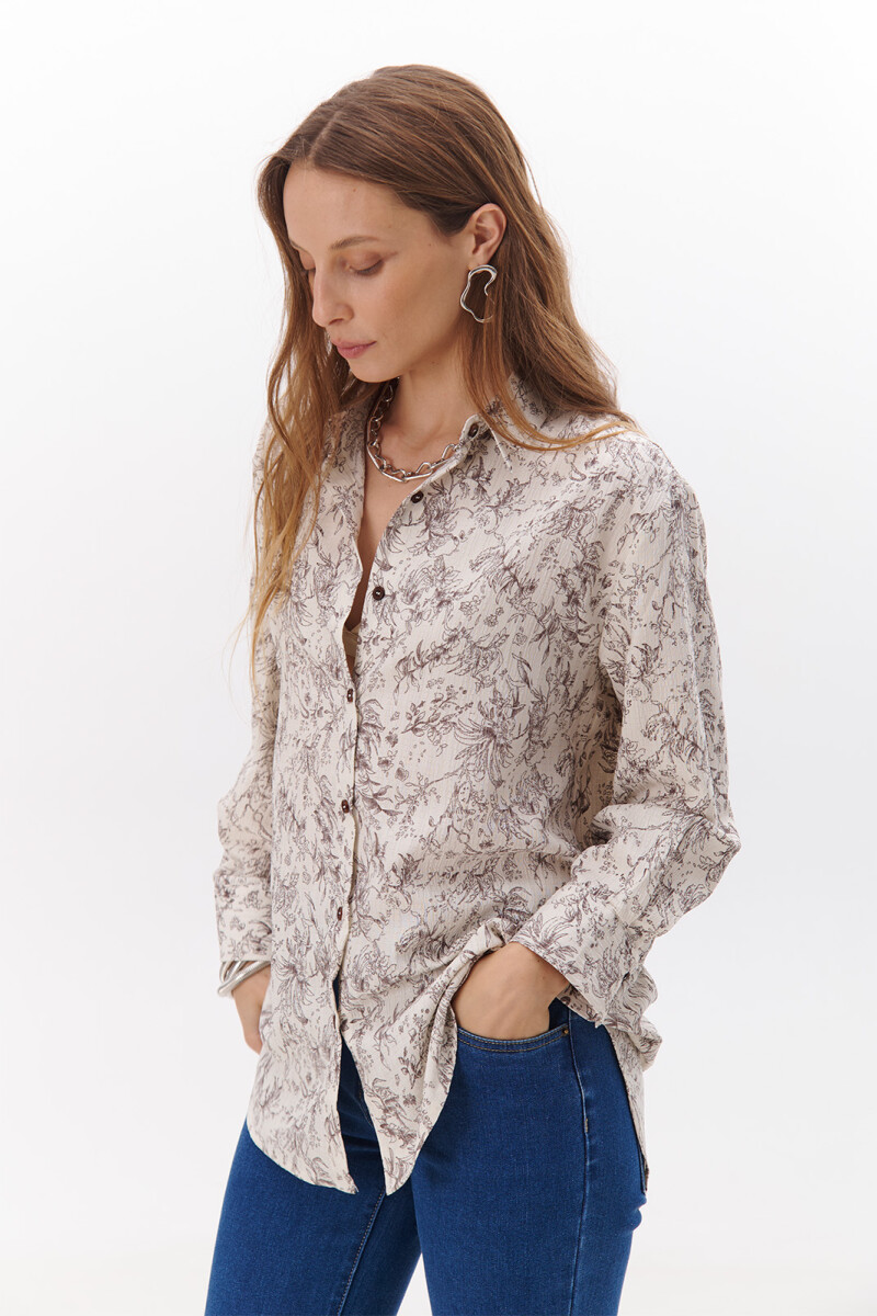 CAMISA JULIETA FLORES NATURAL