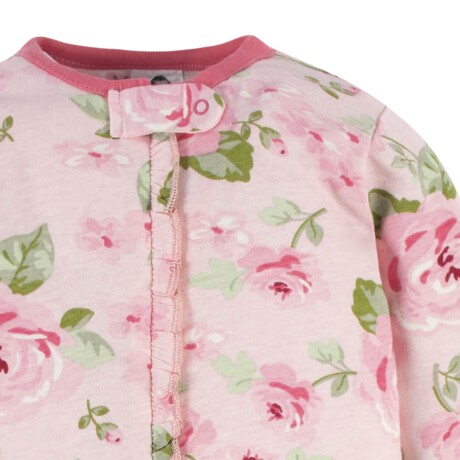 Pijama enterito manga larga con pie rosas