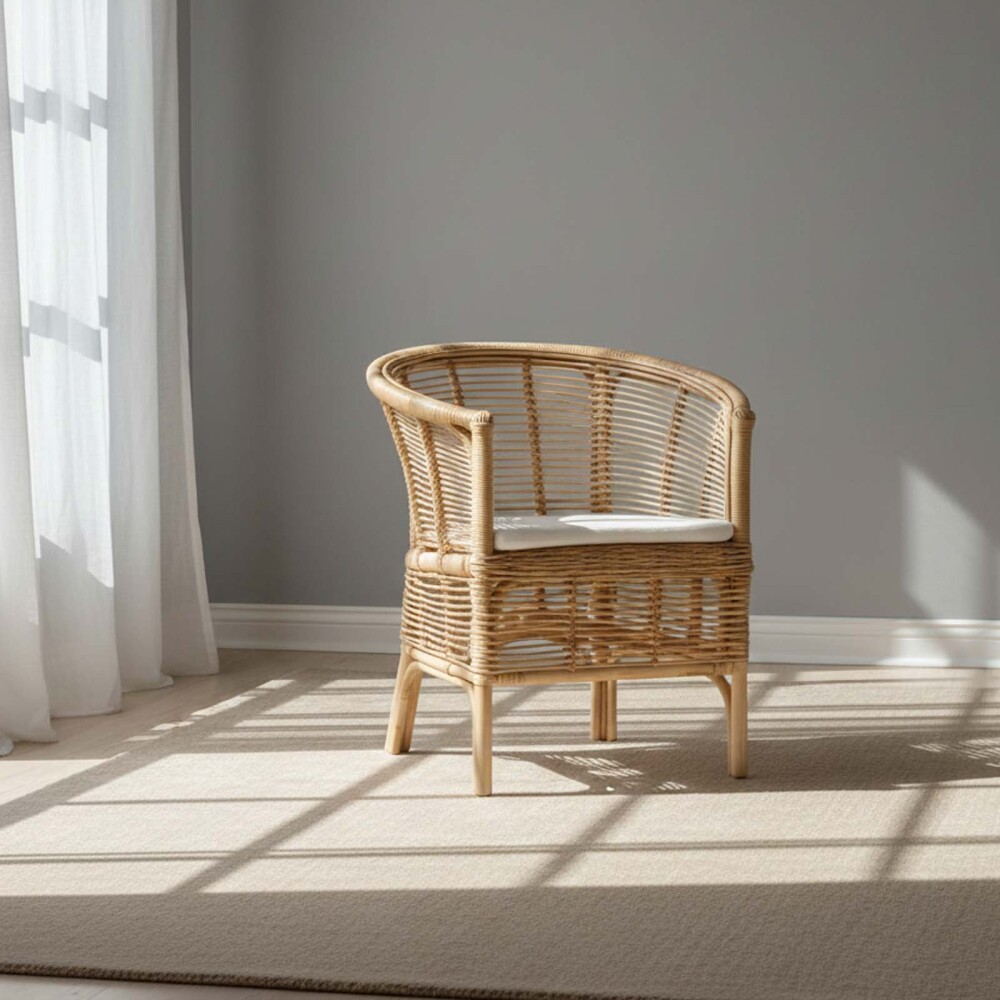 SILLA DE COMEDOR RATTAN-Y-MADERA NATURAL-BEIGE HIDRA