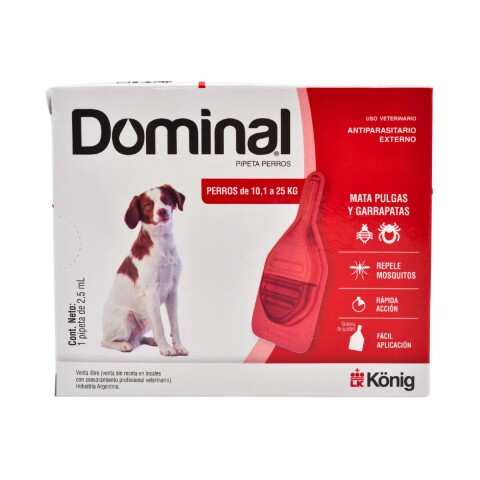 PIPETA ANTIPULGAS Y GARRAPATAS PARA PERROS DOMINAL KONIG DE 10,1 A 25 KG