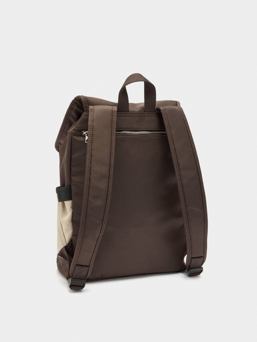 Mochila Color Block De Nylon Para Portátil 15" marron