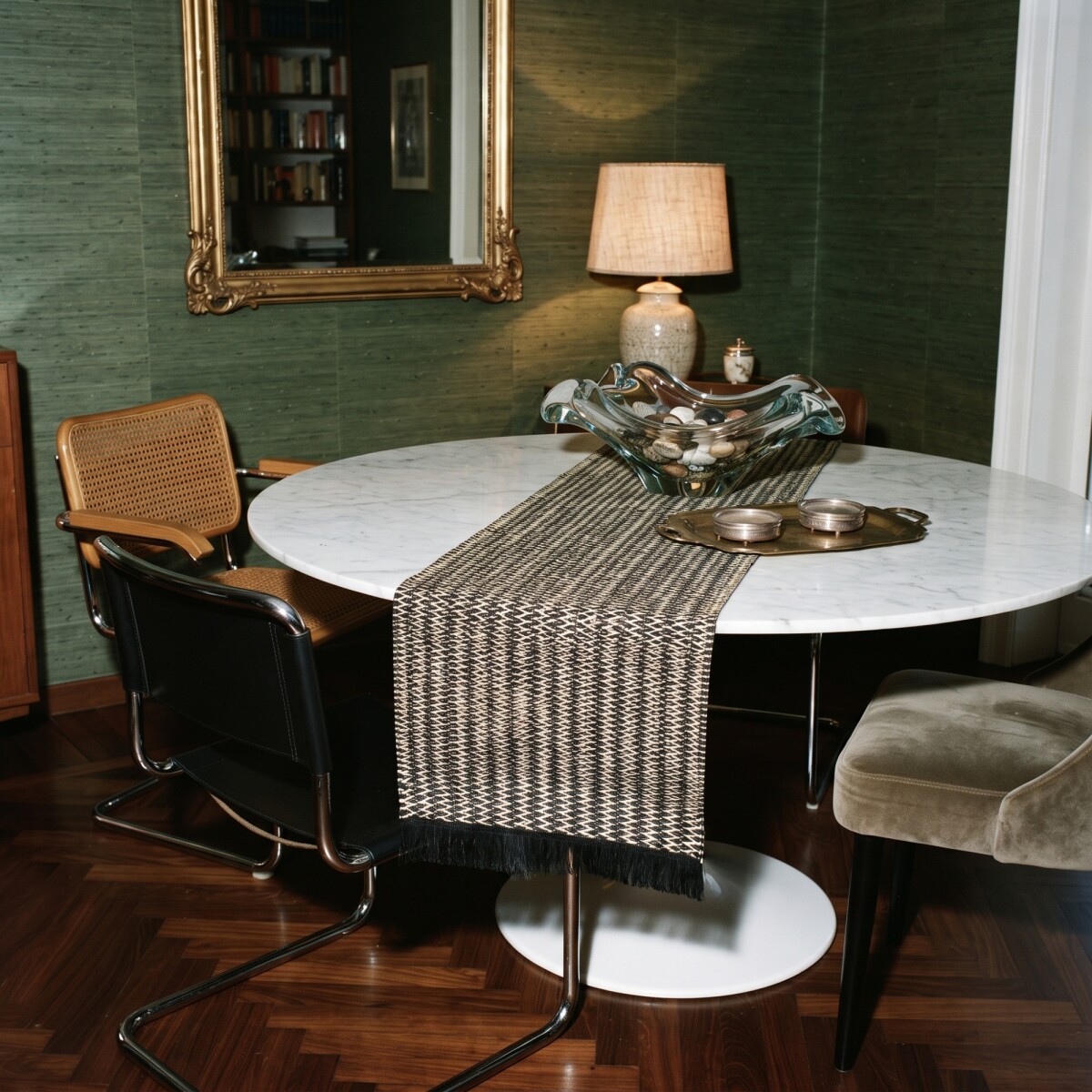 Sendero caminero de mesa tejido Bali 30x180cm - Negro 