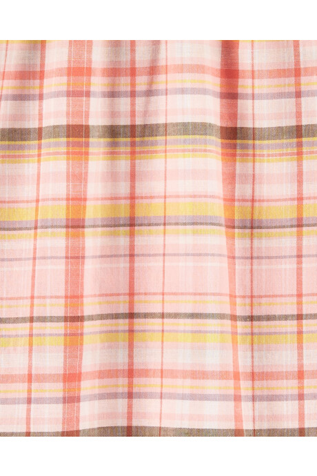 Blusa de algodón, manga larga, diseño a cuadros. Talles 12-24M Sin color
