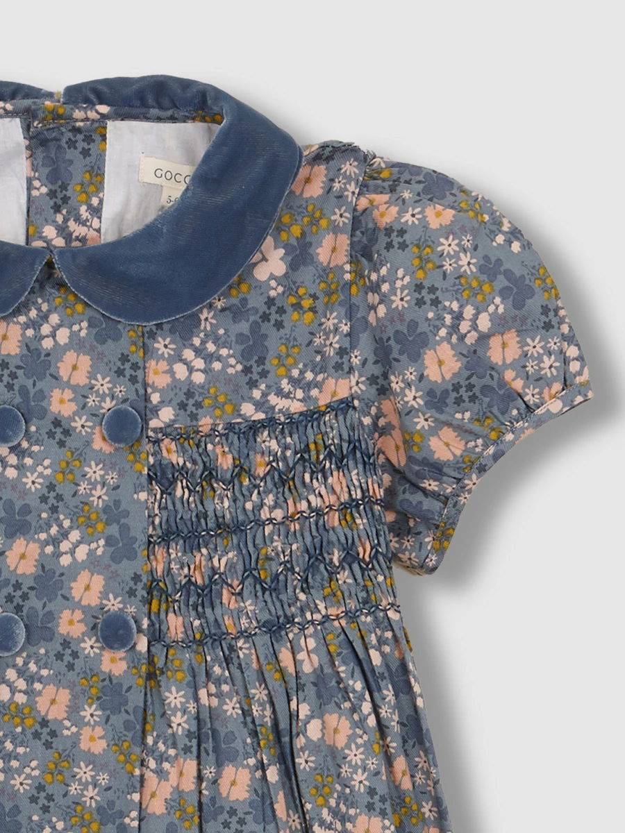 Vestido Manga Corta Nido De Abeja Verde Viejo Claro