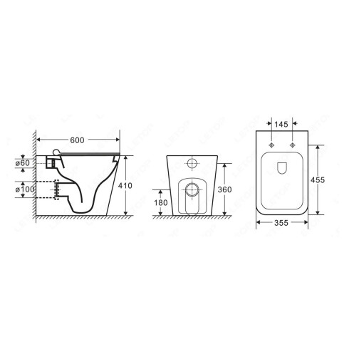 INODORO SIN MOCHILA APAURA GRIS MATE CERAMICA RIMLESS 000