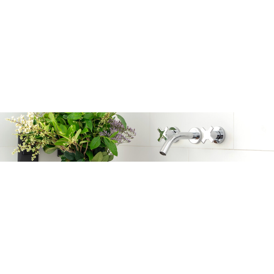 Grifería de Ducha Empotrada Bimando Con Transferencia, Roseta y Pico Cromada Linea Alerce Grifería de Ducha Empotrada Bimando Con Transferencia, Roseta y Pico Cromada Linea Alerce