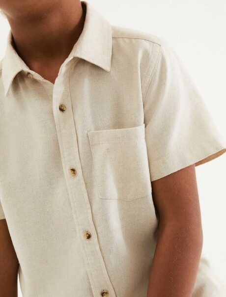 CAMISA INFANTIL DE LINO BEIGE