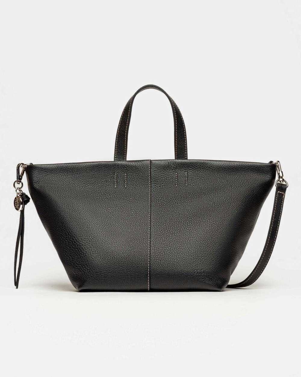Cartera de mano The Flapper en cuero graneado Negro