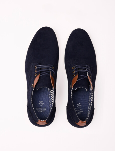 Zapato acordonado suede azul